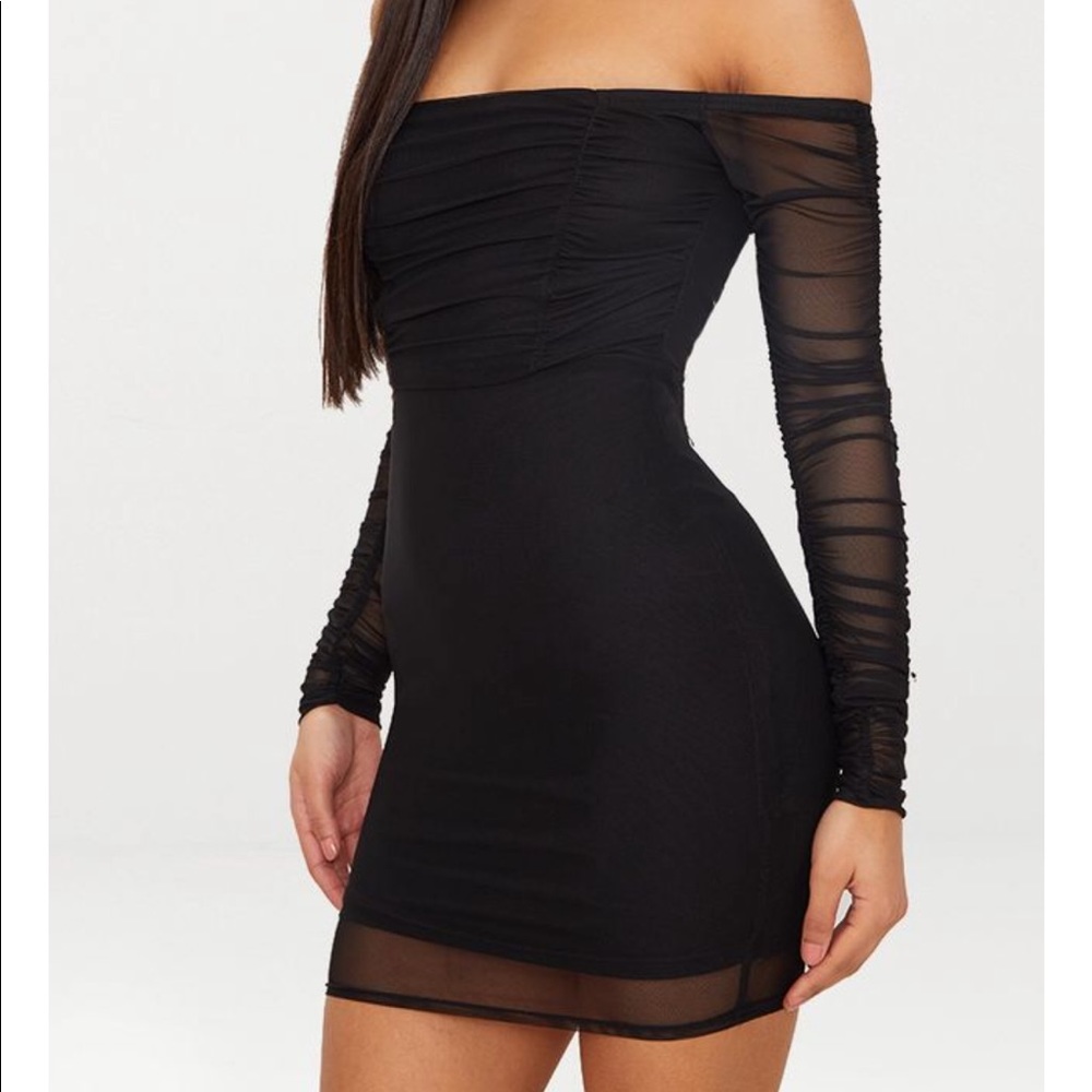 NWT Pretty Little Thing Black Mesh Mini Dress